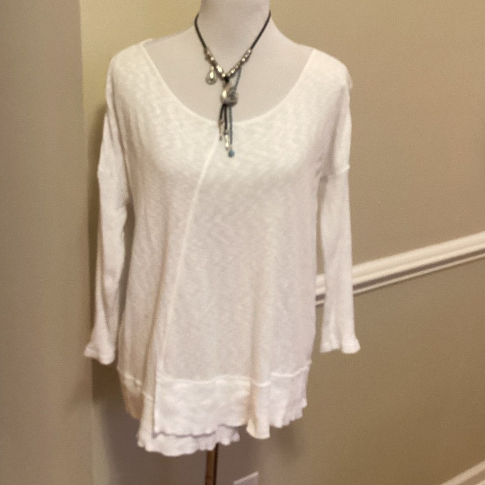 Cable & Gauge White Textured Tunic Top